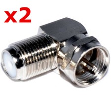 2 Pack Lot - F Type Right Angle 90 Degree M/F Coax Cable TV Adapter Connector
