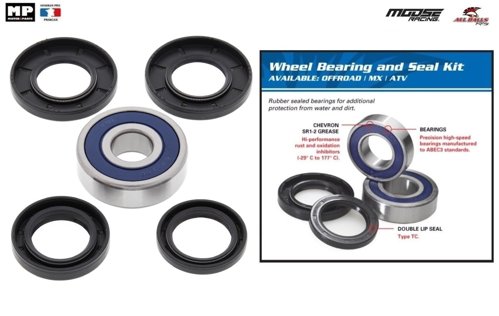 Kit roulement de roue arrière 25-1643 anti-vibration pour scooter Honda SH150 01-08