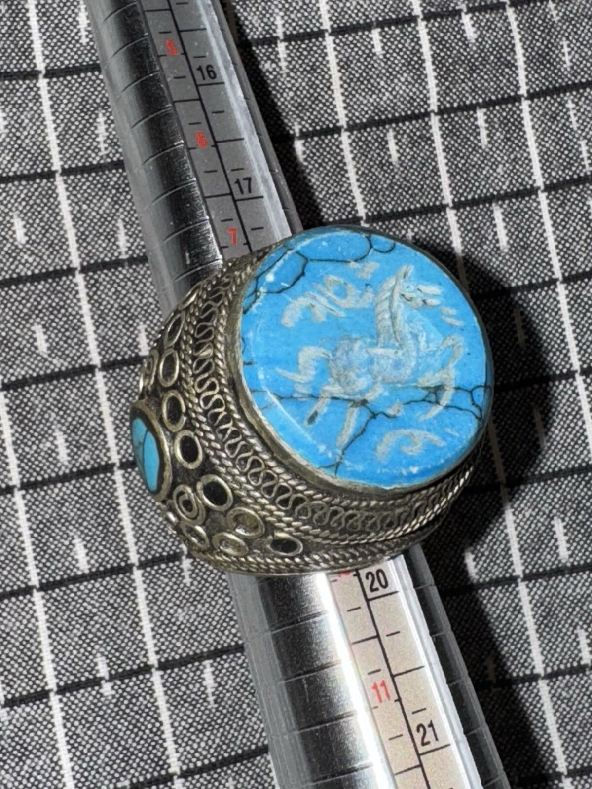 Vintage Middle Eastern Oversized Ring, Galloping … - image 1