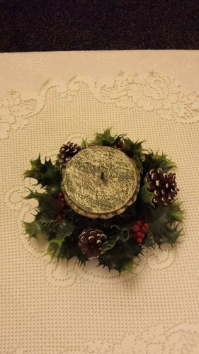 Vintage Kunststoff Weihnachtskerzenring mit Wachssockel zum Halten von Stumpenkerze Carolina - Bild 2 von 4