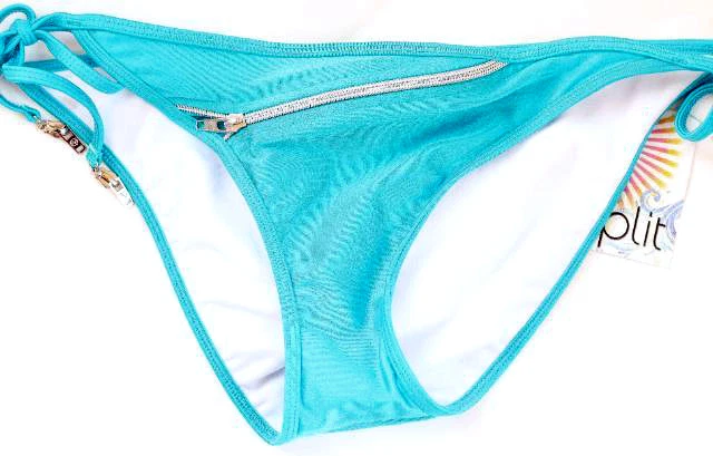 Split NUEVO Azul Mujer Junior Talla L Grande 10 12 Traje de Baño Bikini Parte Inferior $46 B9-L Foto 4 de 4