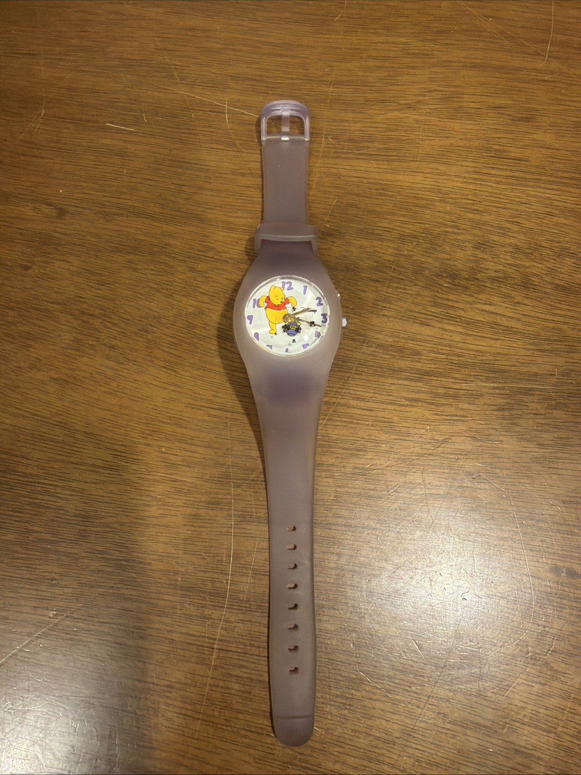 Disney Band The Watch Purple Hand Second Silicone Pooh Honey Vintage Bee Winnie - vintagewatches.pk