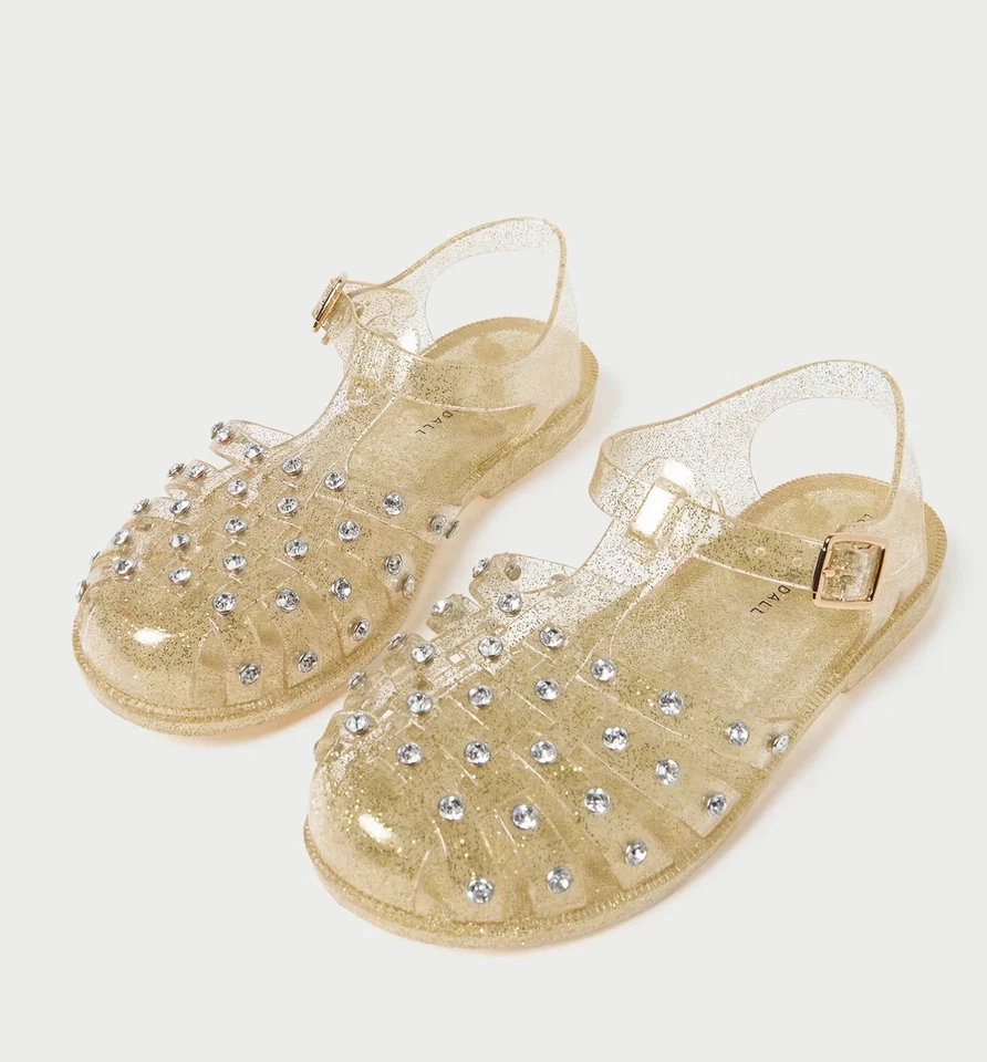 Sandalia Loeffler Randall RHYS Champagne/Dorado Brillo Jalea Nueva en Caja Foto 2 de 4