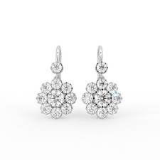 14K White Gold Lab Grown Diamond Solitaire Earrings 1.43ct - Gift for Her
