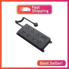 TROND Power Strip Surge Protector 10ft, ETL Listed, Black