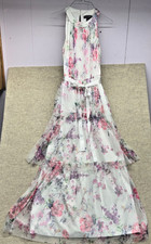Candalate Dress Women S White Pink Floral High Neck Belt Boho Cottagecore Fairy