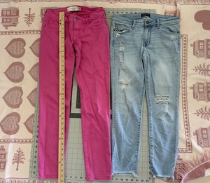Lot 2 Abercrombie & Fitch Jeans Pants - Pink Skinny & Harber ankle Distressed
