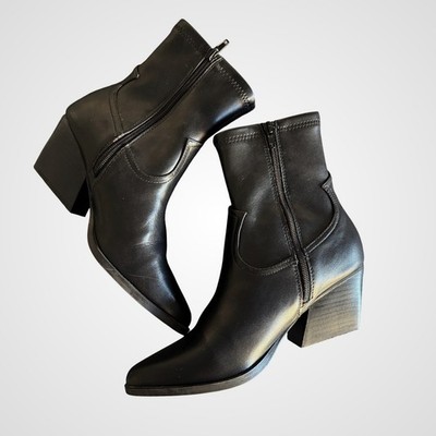 DV Dolce Vita Kurt Black Ankle Boots Pointed Toe Block Heel Womens 8