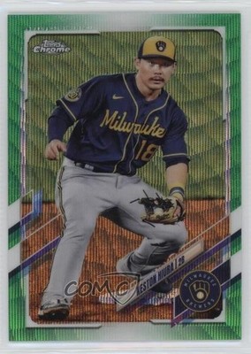 2021 Topps Chrome Green Wave Refractor 87/99 Keston Hiura #211 1e9z
