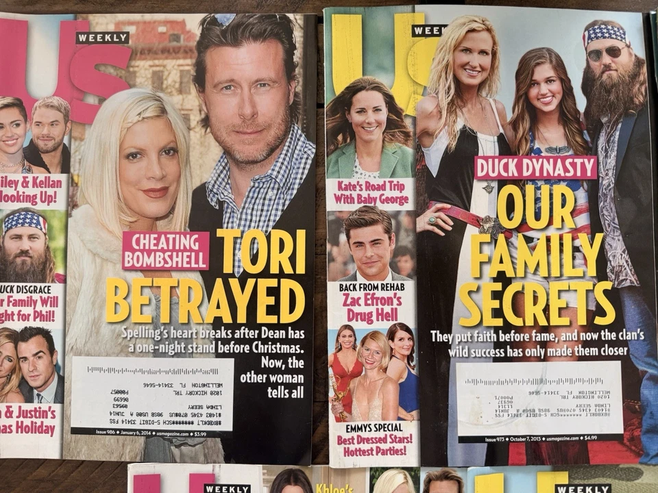 Lot Of 5 US WEEKLY Magazines 2013-14 Duck Dynasty, Tori, Miley, Weight Loss Foto 2 de 4