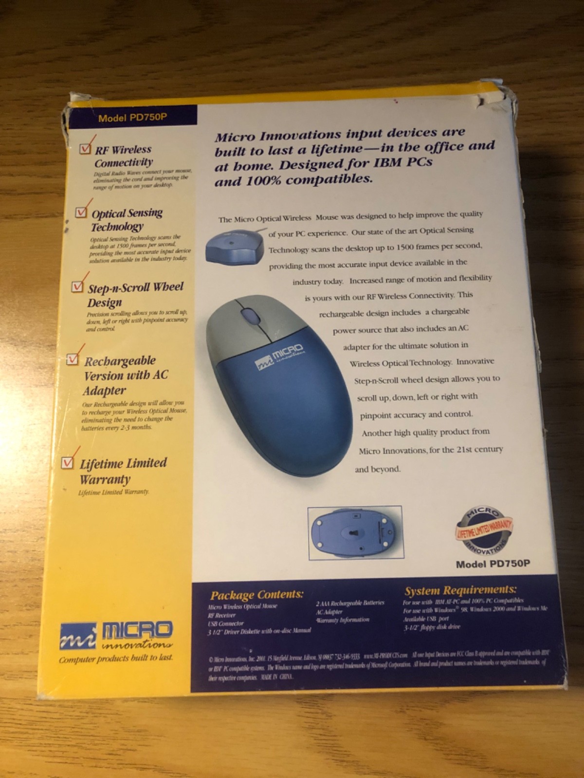 Micro Innovations Optical Wireless Mouse Model PD750P Open Box