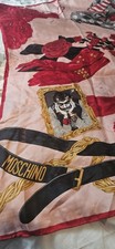 Rare Archival Vintage MOSCHINO Portrait of Franco Silk Scarf - 90s Surrealism