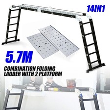 14 IN 1 Multi-Purpose Folding Aluminium Combination Ladder with 2Platform 5.7M