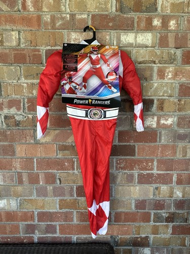 Power Rangers Red Ranger Child Kid Muscle Costume Size 4-6 Small Plastic Mask