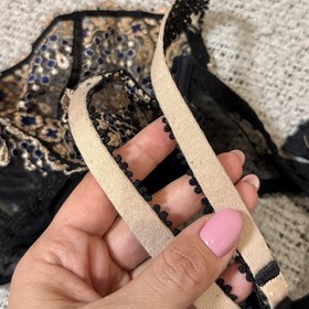 Aubade Lace Underwire Bra 34B Black Blue Embroidered Sheer