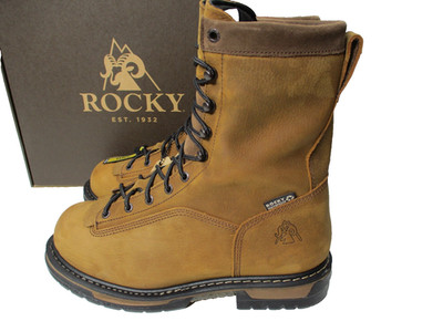 Rocky Ironclad Steel Toe Waterproof Brown Leather Work Boots Mens Sz 13 M