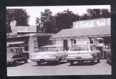 REAL PHOTO GUTTENBERG TEXAS DAIRY SWEET ICE CREEM OLD CARS POSTCARD COPY