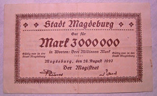 124) Magdeburg Stadt ★★★ 3 Millionen Mark 28. Aug. 1923 ★★★