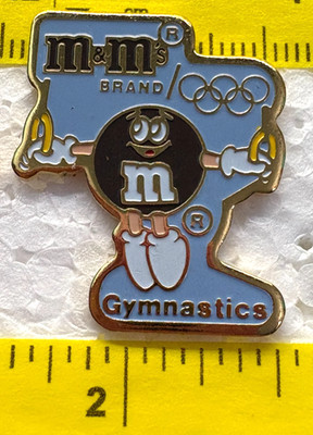 Olympics M&M's BRAND Gymnastics Rings Vintage Enamel Lapel Tack Pin Badge 