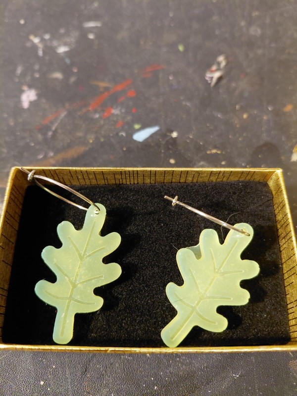 Handmade Resin Leaf Earrings