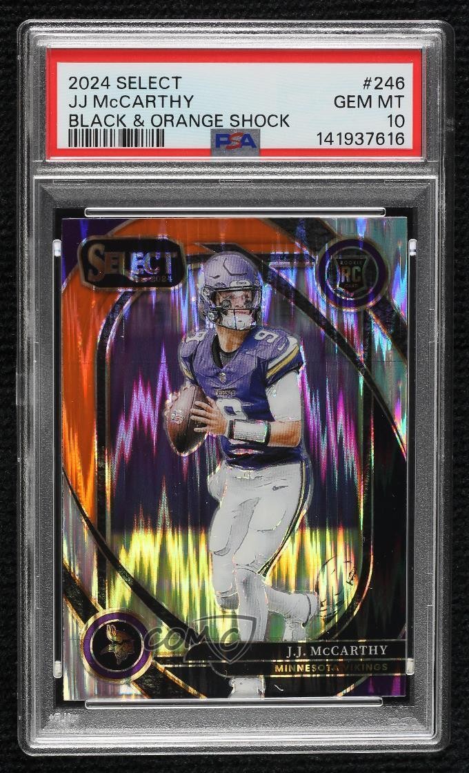 2024 Select Club Level Black & Orange Shock Prizm JJ McCarthy PSA 10 GEM MT 8d2