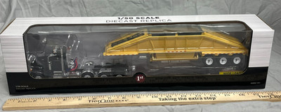 Black PETERBILT 367 DayCab Yellow Bottom Dump 50-3490 First Gear 1:50 NIB