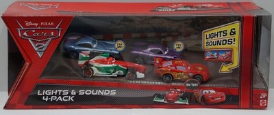 W3125 Lights & Sounds 4-Pack Cars 2-FINN McMISSILE,HOLLEY SHIFTWELL, McQUEEN...