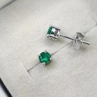 4mm Simulated Round Emerald Solitaire Stud Earrings 14K White Gold Plated#7 — photo 3