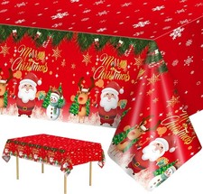 3 Pcs Merry Christmas Tablecloth - Winter Table Cloth, Red and Gold