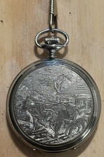Swiss Arnex 17 Jewels Incabloc Farm Scene on Dial  Case Back Pocket Watch