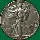 1938-D Walking Liberty Half Dollar Almost Uncirculated AU Coin, Scratch #35340