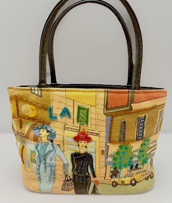 Frankie Jonnie Fashionista Chic Handbag Sequin Tote Bag Purse Preppy Embroidered