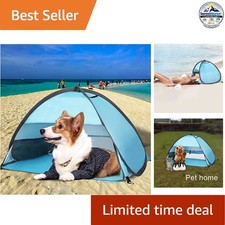 Pop Up Dog Tent Sky Blue 27.5in Breathable Beach Sun Shelter With 4 Stakes