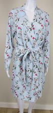 NEW Hill House The Drew Robe Organic Cotton SIZE Small Pond Flora, Blue, Pockets