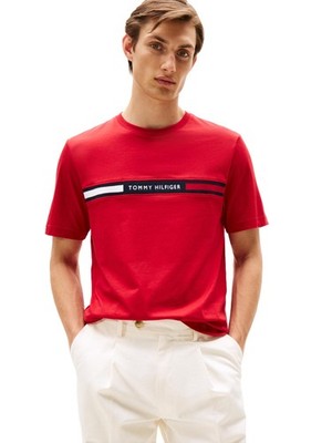 Tommy Hilfiger Men's Big & Tall Chest Insert Short Sleeve T-Shirt Med Red-2XLT