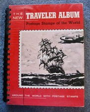 Vintge The New Traveler Album Postage Stamps Of The World 1959 Spiral Bound Book