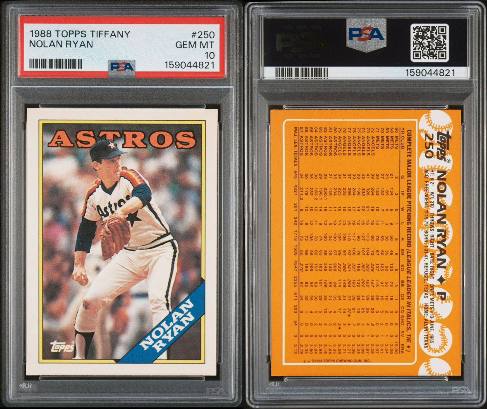 1988 TOPPS TIFFANY NOLAN RYAN #250 PSA 10 GM MINT view 3