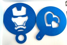 Chocolate Sprinkler Shaker Coffee Art Stencils Set of 2 Superhero/ Hearts design