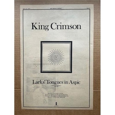 KING CRIMSON 1973 TOUR/LARKSTONGUES IN ASPIC POSTER SIZED original music press a