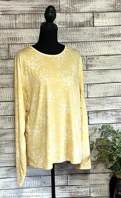 Hang Ten UV-Schutz / UPF 50+ gelbes geblümtes Langarmshirt für Damen - Bild 1 von 4
