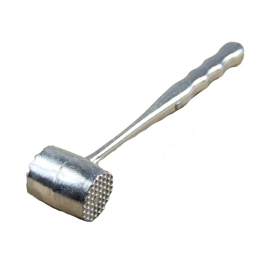 Silver Two Sides Aluminum Round Meat Hammer Mallet Tenderizer Beef Pork