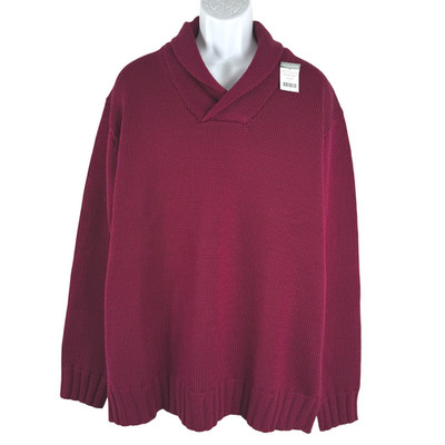 Woolovers Shawl Collar Jumper Sweater Mens XL Wool Burgundy NWT FS-1401