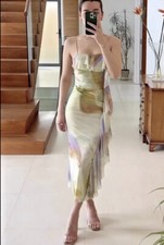 ZARA MULTICOLOURED PRINTED RUFFLED TULLE DRESS 5039/384 SIZE S BLOGGER’S BNWT