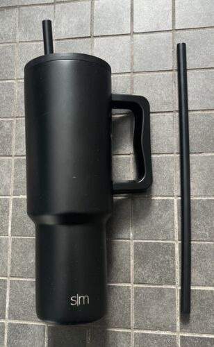 Simple Modern 40 oz Tumbler with Handle Straw Lid 2 Straws Black New