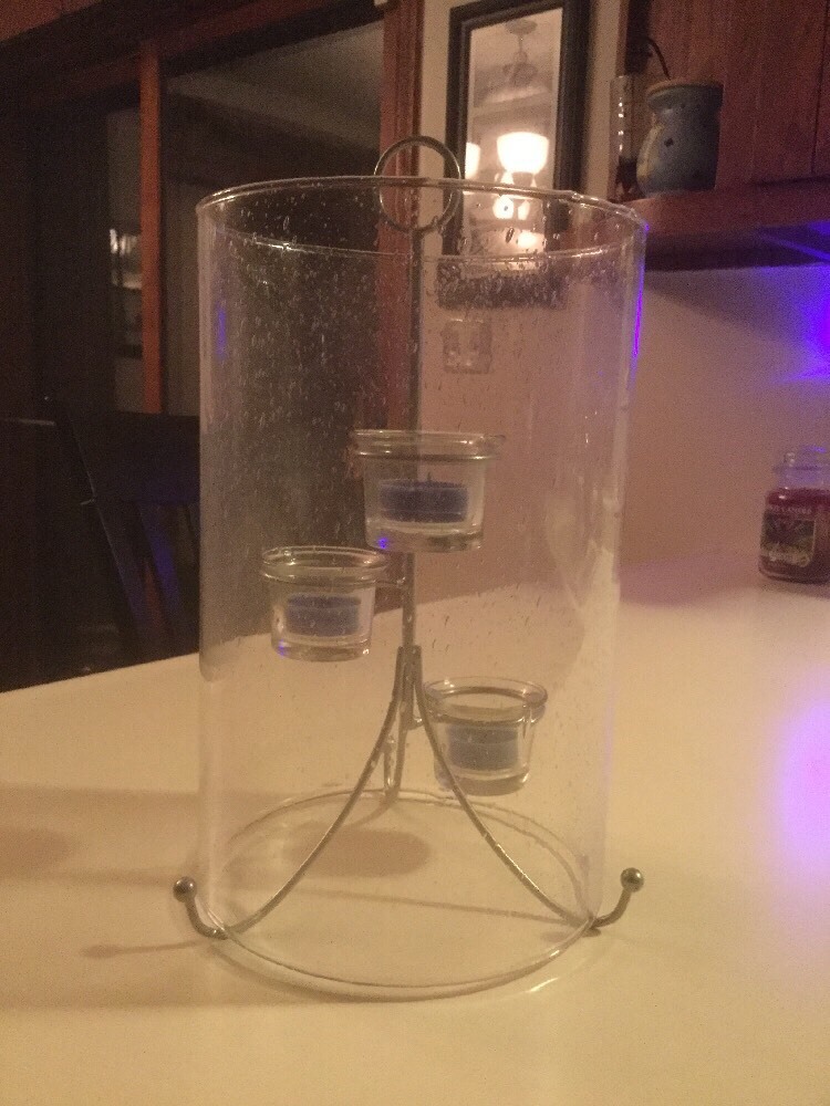 PARTYLITE SEED GLASS HANGING VOTIVE CANDLE LANTERN NIB P91082 12”TA. 7