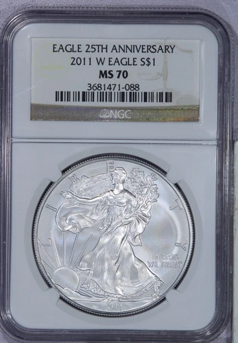 2011-W American Silver Eagle ASE $1 NGC MS70 25th Anniversary