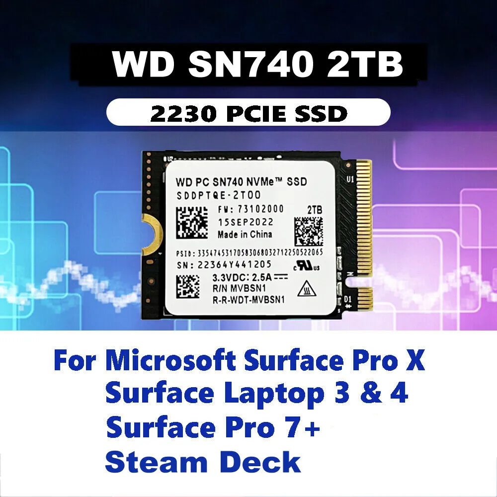 NEW WD PC SN740 2TB M.2 2230 NVMe PCIe Gen 4x4 SSD For Steam Deck