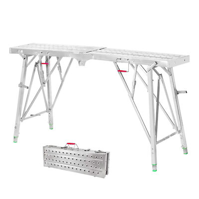140 x 25cm Folding Scaffolding Platform Work Bench Scaffold Adjustable Height