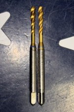 Two GUHRING 4-40 H2 3FL BLUE RING Spiral Flute Semi-Bottoming HSS-E TiN  2 Taps