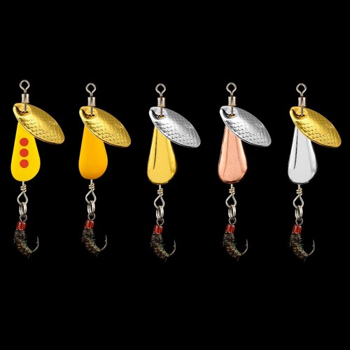 5 un. señuelos de pesca cebo giratorio cebos duros de metal cebo crankbait ganchos cuchara mosca trucha - Imagen 2 de 6